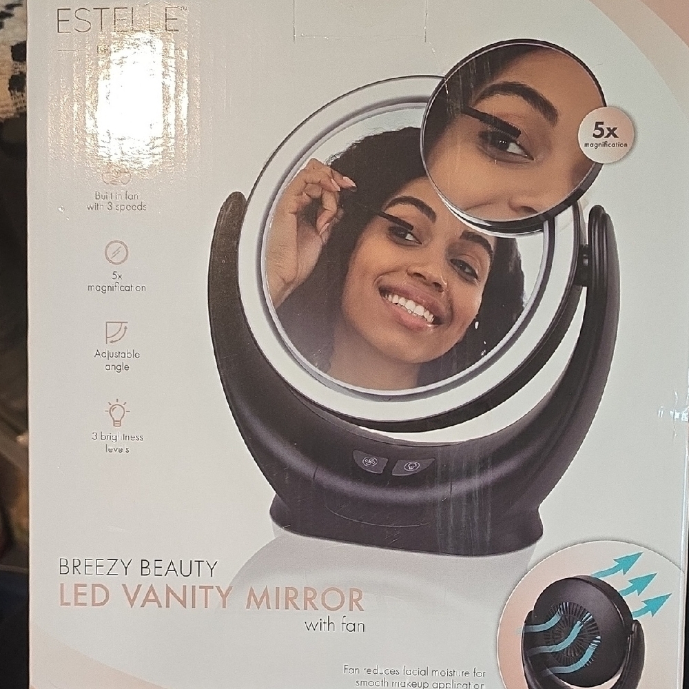 Black LED Vanity Mirror with Fan